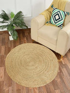 Handwoven 3FT Round Jute Area Rug Natural Reversible Rug for Bedroom Living Room Dining Room Office Kitchen and Entryway - size: 3' (Round)