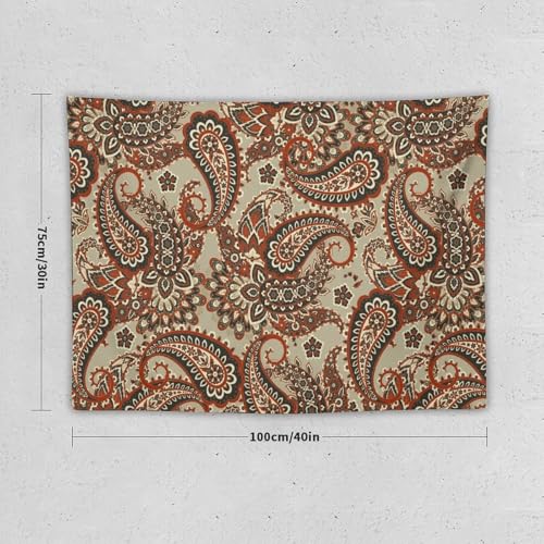 KANEPE Boho Tapestry Red Vintage Floral Paisley Leaves Pattern Wall Hanging Tapestries Home Decor for Living Room Bedroom Apartments Farmhouse Dorm,40inx30in (102×76cm)【Small】 - color: Boho-6, size: 40Wx30L