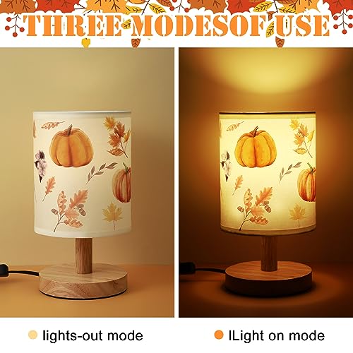 VIHOSE Fall Autumn Bedside Lamp Thanksgiving Pumpkin Table Harvest Lamp Vintage Decorations Lampshade for Table Living Room Dorm Home Office - style: Pumpkin