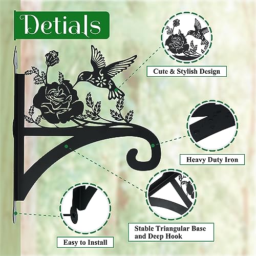 Hanging Plant Hanger Bracket Plant Hooks for Hanging Baskets Heavy Duty Decorative Hummingbird Silhouette Wall Mounted Hanging Plant Hangers Outdoor for Flower Pot Bird Feeder Wind Chimes - color: Hummingbird