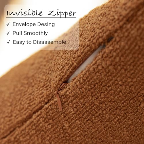 GEEORY Decorative Throw Pillow Covers 12x20 Inch Pack of 2,Textured Boucle Neutral Lumbar Cushion Cases for Bed Couch Sofa, Accent Mordern Farmhouse & Minimalist Home Decor (Orange) GE04-12 - color: Orange, size: 20" x 12" (Pack of 2)