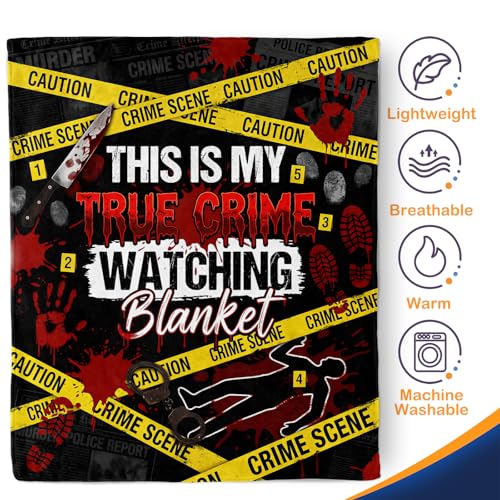 Aimego True Crime Scene Theme Flannel Blanket, Mystery Design Gift for True Crime Fans, Cozy Novelty Throw for Couch Bed Movie Night Halloween Decor, 50"x60" - color: A-crime Blanket