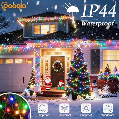 Pooqla 2 Pack String Lights Battery Operated, Total 66.6ft 200 LED Fairy Lights Indoor Outdoor Decorations, 8 Modes Colorful Battery Christmas Lights for Bedroom Classroom Porch Party Yard Decor - color: Colorful, size: 100 LED x2