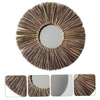 Cabilock Scandinavian Home Decor Round Wall Mirror Boho Style Tassel Woven Handmade Wall Art