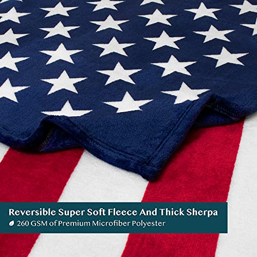 PAVILIA Patriotic Blanket - American National Flag Throw Blanket for Sofa Couch Bed, Soft Microfiber Fleece Reversible, USA Military Veteran July 4th Gift - 50 x 60 Inches - color: American Flag, size: 50 x 60 Inches - Throw