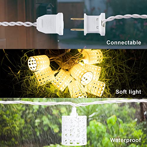 Vigdur 10FT Lantern String Lights - Hollow-Out Style Indoor String Lights Connectable Waterproof Indoor Outdoor Patio Lights for Garden Party Bedroom Christmas Decor - color: Cream
