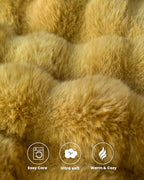 Ultra Soft Cozy Faux Fur Throw Blanket, Fuzzy Plush Thick Bubble Blanket, Oversize Luxury Fluffy Blanket for Couch, Sofa, Bedroom, and Living Room,50x60 Inches, Dark Yellow - color: Bubble Dark Yellow, size: Throw