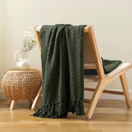 BATTILO HOME Olive Green Throw Blankets for Couch, Knitted Green Throw Blanket for Bed, Super Soft Warm Large Throws for Home Decor, 60" x 80" - color: Olive Green, size: 60"x80"