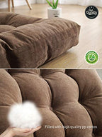 Sexysamba Round Floor Seat Pillows Cushions 22" x 22", Soft Thicken Yoga Meditation Cushion Pouf Tufted Corduroy Tatami Floor Pillow Reading Cushion Chair Pad Casual Seating for Adults & Kids, Coffee