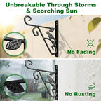 AMAGABELI GARDEN & HOME 4 Pack Hanging Plant Brackets Outdoor 10 inch Metal Fence Wall Plant Hanger Hooks for Hanging Flower Baskets Bird Feeders Lanterns Wind Chimes Rust-Resistant Black - size: 10 Inch, style: 4-Pack Bird 1 Hook