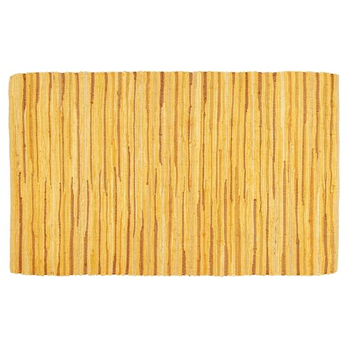 Ramanta Home 100% Cotton Hand Woven Tonal Chindi Rag Rug 3'x5' - Mustard, Recycled Reversible Rugs, Boho Rustic Farmhouse Rugs for Living Room, Dinning Room, Kitchen Floor Mats - 36"x60" - color: Mustard, size: 3 x 5 feet