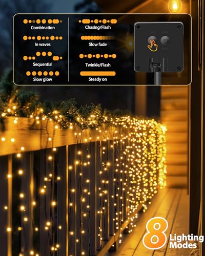 Brightown 4 Pack Solar String Lights for Outside, 184Ft 480 LED Solar Lights Outdoor Waterproof with 8 Modes, Solar Outdoor String Light for Patio Yard Tree Garden Party Decorations, Warm White - color: Warm White, size: 4 Pack