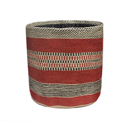 Jute Planter Basket Woven Basket for 8" Flower Pot Floor Indoor Planters, 10” x 10” Storage Organizer Basket Rustic Home Decor, Boho Storage Earth-Friendly Planter (10x10 Inches, Red Diamond 25) - color: Red Diamond 25, size: 10x10 inches