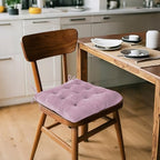 ELFJOY 4 Pack Chair Cushions for Dining Chairs Indoor Kitchen Seat Cushions with Ties Tufted Square Seat Pas for Kitchen Dining Office Room (16" Light Purple Velvet) - color: Light Purple