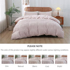 Duvet Cover Queen Size, 3PCS Boho Duvet Cover Set, Geometric Pattern Tufted Bohemian Comforter Cover Jacquard Knit Textured Bedding Set with Zipper Closure - color: Pink, size: Queen