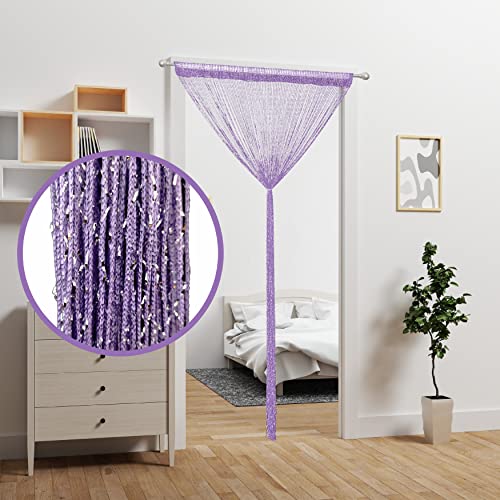 Door String Curtain Doorway Beads Curtains,Hanging Room Divider Beaded Decor Hippie Glitter Fringe Panel Closet Window Doors Sequin Sheer Boho Doors Tassel (Purple) - color: Purple