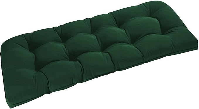 downluxe Outdoor Bench Cushion for Patio Furniture, Water Resistant Tufted Overstuffed Porch Swing Cushions, Thick Outdoor Loveseat Cushions, 44" X 19" X 5", Forest Green, Set of 1