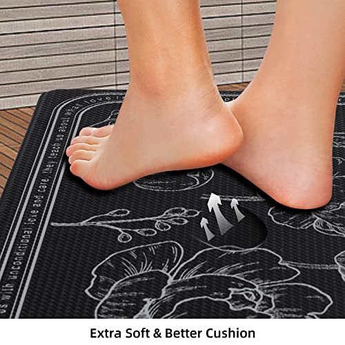 ROTTOGOON Kitchen Floor Mat Set of 2, Cushioned Anti Fatigue Kitchen Mat 20"x32"+20"x47", Non-Slip Waterproof Kitchen Rug, Premium PVC Comfort Kitchen Mats and Rugs for Kitchen, Office, Home, Laundry - color: Black, size: 20"x32"+20"x48"