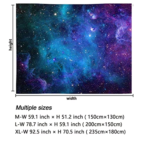 Lahasbja Galaxy Tapestry Blue Starry Sky Universe Space Tapestries Wall Hanging Mysterious Nebula Stars Backdrop for Living Room Dorm - size: 51.2"L x 59.1"W