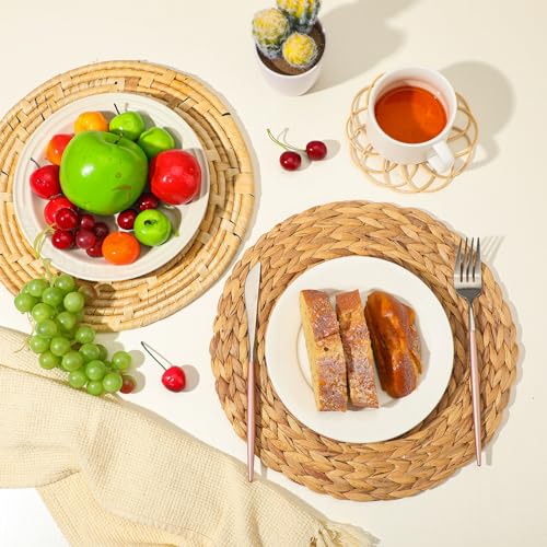 Glenmal Set of 13 Boho Wall Basket Decor Woven Rattan Flat Baskets Handmade Boho Wicker Bamboo Seagrass Wall Hanging Decor for Bedroom Living Room Dining Room Office Ready to Hang(Classic) - style: Classic