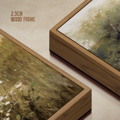 Vintage Landscape Wall Art Spring Wildflower Field Pictures Wall Decor Rustic River Pond Painting Prints Nature Wilderness Scenery Poster Framed for Bedroom Bathroom Home Kitchen Decoration 8x10 Inch - color: Rustic Pond River, size: 10"L x 8"W