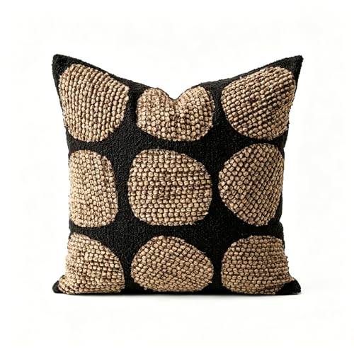 MOCOFO 3D Textured Throw Pillow Cover, Wabi Sabi French Vintage Decorative Cushion Case, Chunky Yarn Poly-Cotton Accent Pillow for Couch Sofa Bay Window(Cover Only) (Pure Shadow, 18x18) - color: Pure Shadow, size: 18" x 18" (Pack of 1)