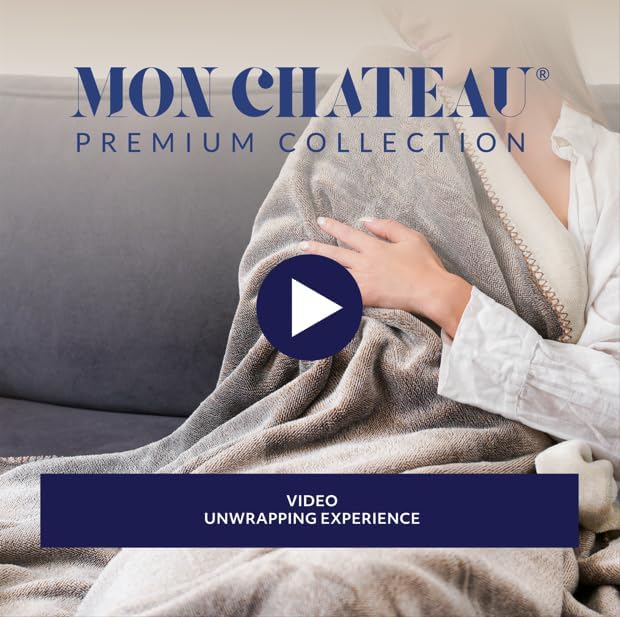 Mon Chateau 60" x 70" Fireside Mélange Throw Blanket, Contrast Stitching Soft Blanket for Queen-Size Bed, Couch, or Sofa, Cozy Home Decor and Stylish Living Room Comfort, Cedarwood