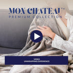 Mon Chateau 60" x 70" Fireside Mélange Throw Blanket, Contrast Stitching Soft Blanket for Queen-Size Bed, Couch, or Sofa, Cozy Home Decor and Stylish Living Room Comfort, Cedarwood