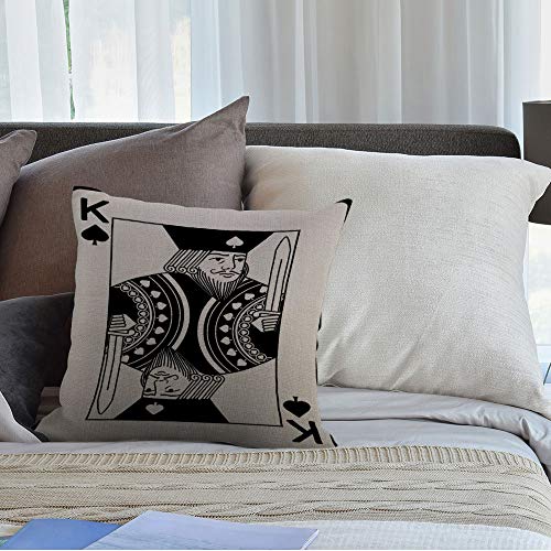 HGOD DESIGNS Poker Card Throw Pillow Cover,King of Spade Spades Playing Casino Vegas Decorative Pillow Cases Cotton Linen Square Cushion Covers for Home Sofa Couch 18x18 inch - color: Color Z18