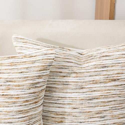 Boho Pillow Covers 18x18 Set of 2 Geometric & Striped Pillow Covers-Hand-Tufted Textured Pillowcases-Farmhouse Linen Decorative Throw Pillows for Sofa, Couch, Bed, Chair, Living Room, Gray - color: White