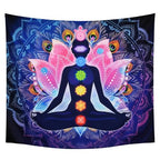 7 Chakra Mandala Tapestry - Yoga Meditation Wall Hanging for Bohemian Home Decor & Spiritual Healing (59x51 inches)