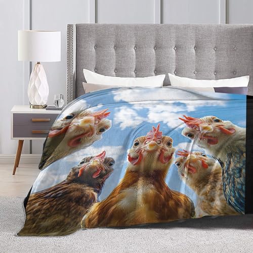 Rooster Throw Blanket Funny Farmhouse Chickens Animal Warm Roosters Decor Soft Flannel Blanket Farm Country Chicken Gifts for Kids Boys Girls Men Women 30" X 40" - color: Five Roosters, size: 30"X40"