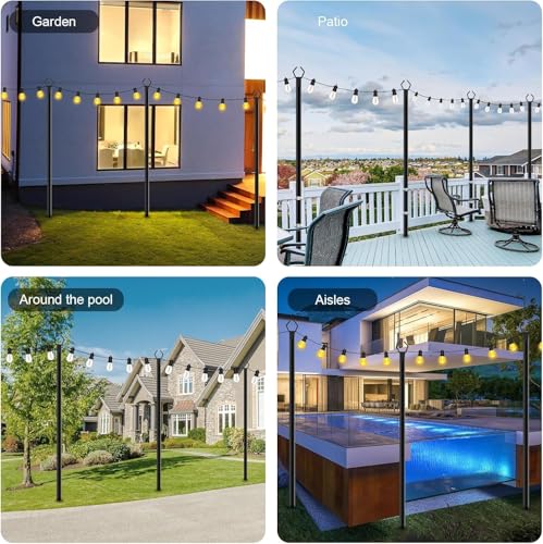SINLEY 2 Pack String Light Poles,10 Ft Metal Poles with Fork for Outdoor String Lights,Outdoor Light Poles with Fork,Poles/Post/Stand for Outside,Patio,Deck,Backyard,Garden Wedding,Party - style: 2 Pack Poles