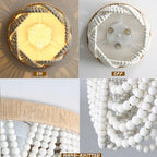 Bohemian Wood Beaded Ceiling Lamp 3-Light – Antique Rustic Mini Chandelier with White Beads for Bedroom, Nursery, Girls' Room, Dining Room, Hallway Entryway - color: White