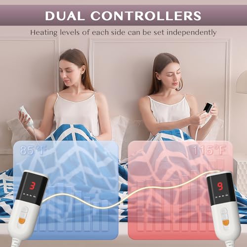VENTIMI Electric Blanket Queen, 84" x 90" Heated Blanket with 9 Heat Levels & 2-4-8-10 Hours Auto Off, Fast Heating Blanket with ETL & FCC Certification, Navy - color: Navy, size: Queen