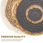 7 Pack Boho Wall Basket Set, Seagrass Rattan Wicker Boho Wall Decor, hanging Woven Wall Basket Decor, Eco-Friendly Round Art for Farmhouse Bedroom Living Room Display Table Settings Kitchen Home (Black Classic)