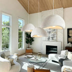 Scandinavian Pendant Lights Kitchen Island White Concrete Cement Look Pendant Light Dome Hanging Lamp Wabi Sabi Chandelier - Large - color: White, size: Large 19.6“