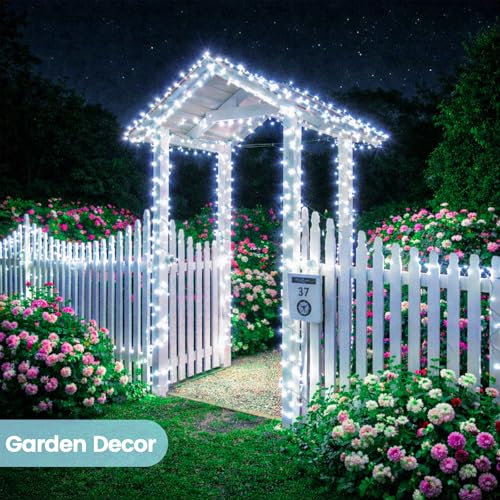 Extra-Long Solar String Lights for Outside, 4 Pack 400LED Solar Fairy Lights Outdoor Waterproof, Copper Wire with 8 Modes Solar Twinkle Lights for Tree Garden Party Patio Xmas Decor (Cool White) - color: Cool White, size: 4 Pack-400LED