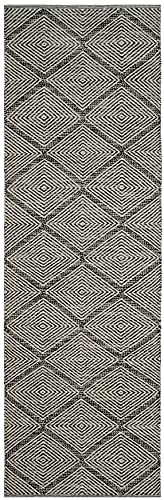 SAFAVIEH Montauk Collection Runner Rug - 2'3" x 11', Black, Handmade Cotton, Ideal for High Traffic Areas in Living Room, Bedroom (MTK821D) - color: Black, size: 2'3" x 11' (Runner)