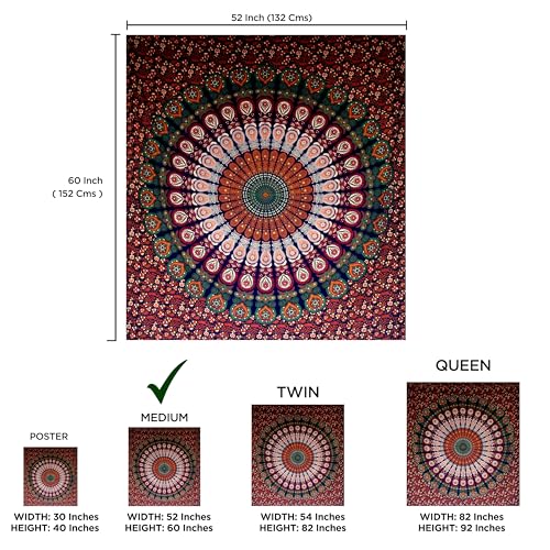 raajsee Turquoise Blue Tapestry- Tapestrys Mandala Wall Hanging- Hippie Tapestry For Bedroom Aesthetic-Size Medium (52x60 Inches / 132x152 Cms) - color: Blue Orange, size: 60"L x 52"W