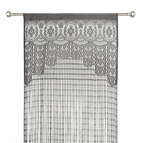 HSYLYM String Door Privacy Lace Curtain Macrame Boho Doorway Window Curtains for Wall Divider Windows Door Covers Decorative Room Separation (35×79in/90×200cm,Grey) - color: Grey, size: 35"W x 79"L (Pack of 1)