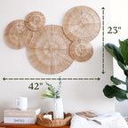 CHI AN HOME 18 Inch Boho Wall Decor – Set of 5 Woven Jute Wall Baskets, Boho Wall Art & Decorative Basket Set, Farmhouse Wall Hanging, Handwoven Wall Plates for Living Room, Bedroom – 18", 14", 11", 8", 7" - size: Set of 5 - Large