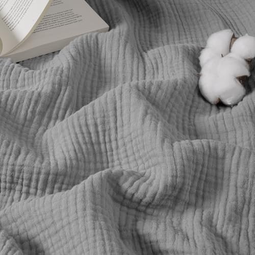 David's Home 100% Cotton Muslin Blanket Twin Size for College Dorm, 4-Layer Soft Breathable Lightweight Cozy Throw Guaze for Hot Sleepers, 3D Bubble Room Decor for Bed, Giftable, Dark Grey, 66"x90" - color: Dark Grey, size: Twin(66*90")