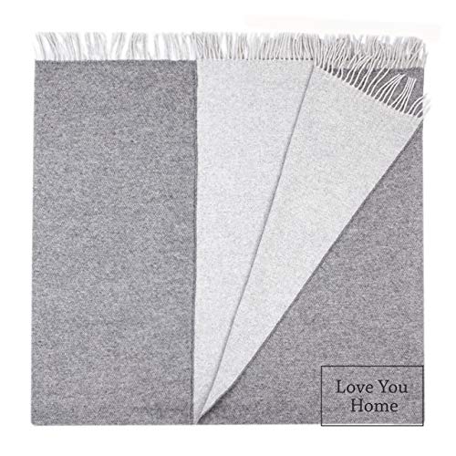 LYHome Merino Wool Blanket - Warm Throw for Cold Weather, Warmest Travel Outdoor Camping Blankets, Picnic Army and Military Throws, Comforter Soft & Cozy (55" x 79" Grey - Light Grey Double-Sided) - color: Grey - Light Grey Double-sided