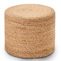 Wimarsbon 18'' Ottoman Pouf, Natural Braided Poof, Rustic Handweave Lounge Pouffe, Boho Footrest Stool for Bedroom, Accent Table or Seat for Living Room (Natural-LD) - color: 18inch Natural Water Hyacinth Braid