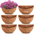 6 Pcs 16 Inch Half Round Replacement Coco Liner Half Circle Coconut Fiber Replacement Coco Liners Hanging Basket for Hanging Basket Wall Baskets Garden Planter Flower Pot - size: 16 Inch
