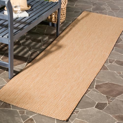 SAFAVIEH Outdoor Runner Rug 2'3"x6'7" - Courtyard Collection - Coastal Design, Natural & Cream, Durable & Easy Cleaning, Ideal for Patio, Entryway, Mudroom (CY8022-03012) - color: Natural/Cream, size: 2'3" x 6'7" (Runner)