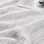 Exclusivo Mezcla 100% Cotton Muslin Throw Blanket, 4 Layers Breathable and Lightweight Gauze Blankets with Fringes for Couch, Soft, Decorative, 50"x70", Light Grey
