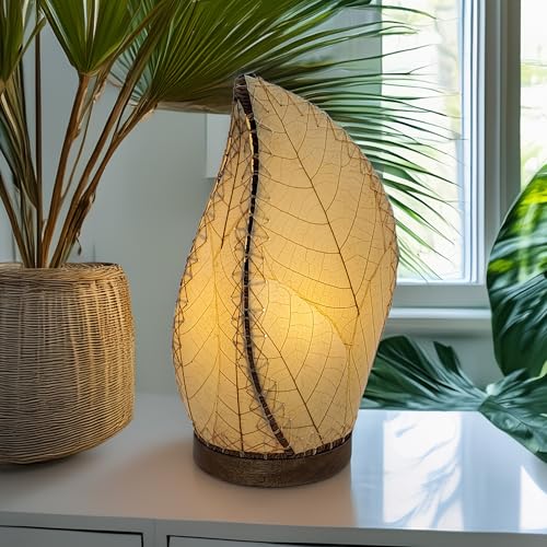 Eangee Home Design Leaflet Table Lamp Natural Shade Made of Real Cocoa Leaves 5 Inches Length x 7 Inches Width x 14 Inches Height (647 t n) - color: Natural