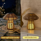 Portable Rattan Table Lamp for Indoor Outdoor, CE,RoHS Certified Solar Charging & Replaceable Battery LED Light, Ratten Bedroom Lamp with Warm Candle Bulb for Patio Bedroom, Pack of 2 - style: Pack of 2